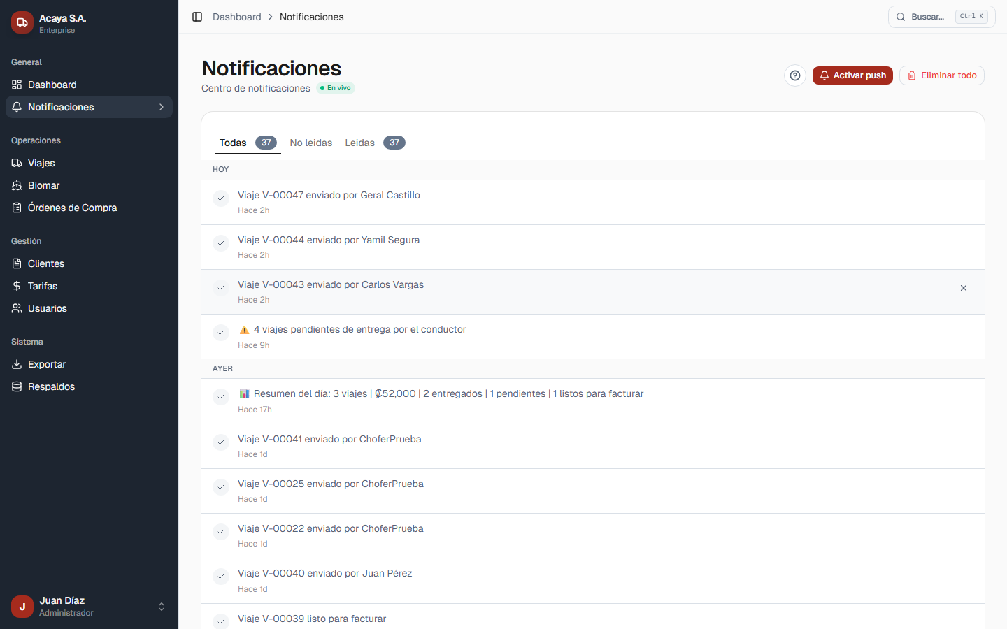 Centro de Notificaciones